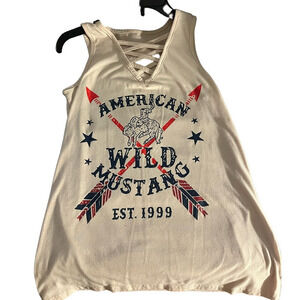 American Wild Mustang Beige Tank Top